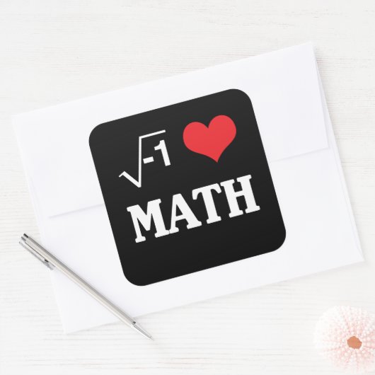 I Love Wiskunde Vierkante Sticker (Envelop)
