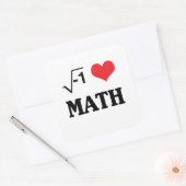 I Love Wiskunde Vierkante Sticker (Envelop)