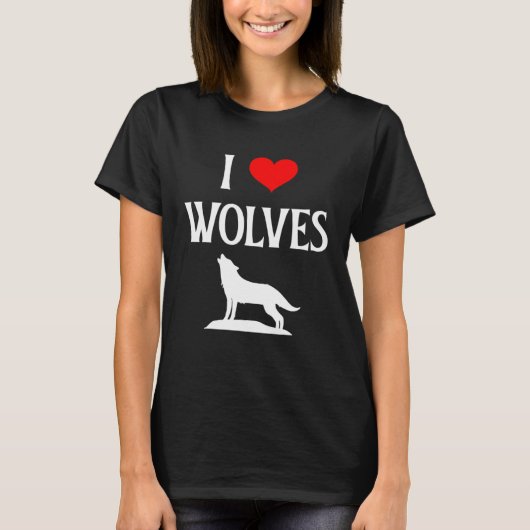 I Love Wolves I Heart Wolves Canidae Canine Gray W T-shirt (Voorkant)
