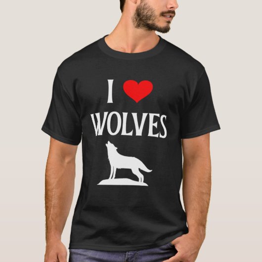 I Love Wolves I Heart Wolves Canidae Canine Gray W T-shirt (Voorkant)