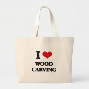 I Love Wood Carving Grote Tote Bag