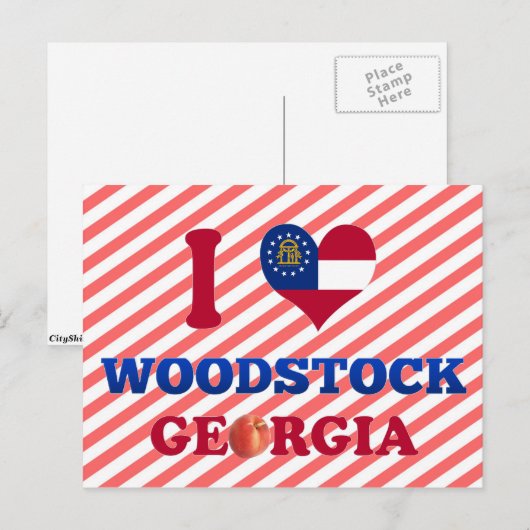 I Love Woodstock, Georgia Briefkaart (Voorkant / Achterkant)