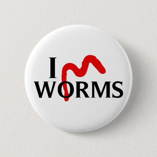 I Love Worms Ronde Button 5,7 Cm (Voorkant)