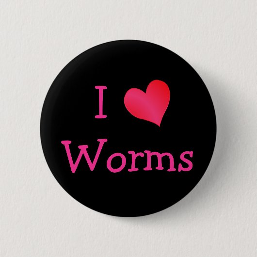 I Love Worms Ronde Button 5,7 Cm (Voorkant)