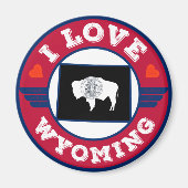 I Love Wyoming State Flag and Map Magneet (Voorkant)