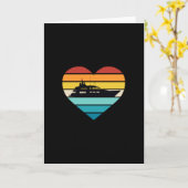 I Love Yacht Kapitein Ship Retro Sunset Kaart (Gele Bloem)