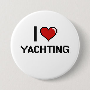 I Love Yachting Digital Retro Design Ronde Button 7,6 Cm