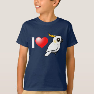 I Love Yellow-crested Cockatoos (down) T-shirt