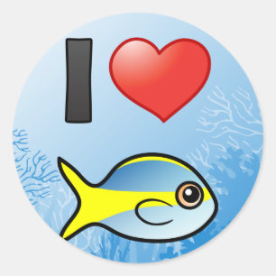 I Love Yellowtail Snapper Ronde Sticker