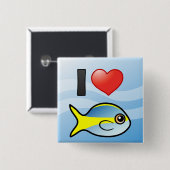 I Love Yellowtail Snapper Vierkante Button 5,1 Cm (Voorkant /achterkant)