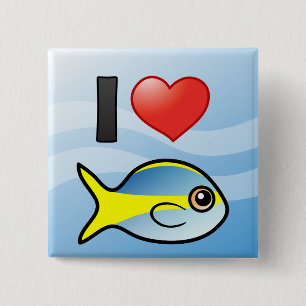 I Love Yellowtail Snapper Vierkante Button 5,1 Cm