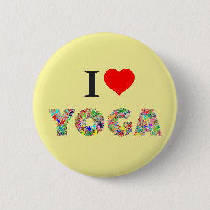 I Love Yoga I Heart Yoga Colorful Ronde Button 5,7 Cm