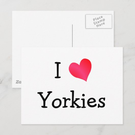 I Love Yorkies Briefkaart (Voorkant / Achterkant)