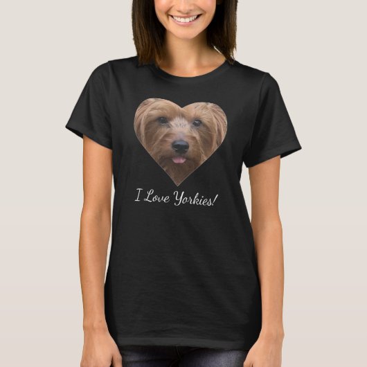 I Love Yorkies Heart Shaped Photo T-Shirt (Voorkant)