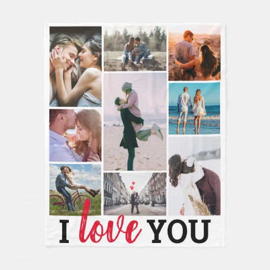 'I Love You' 9 Foto Collage Fleece Deken (Voorkant)