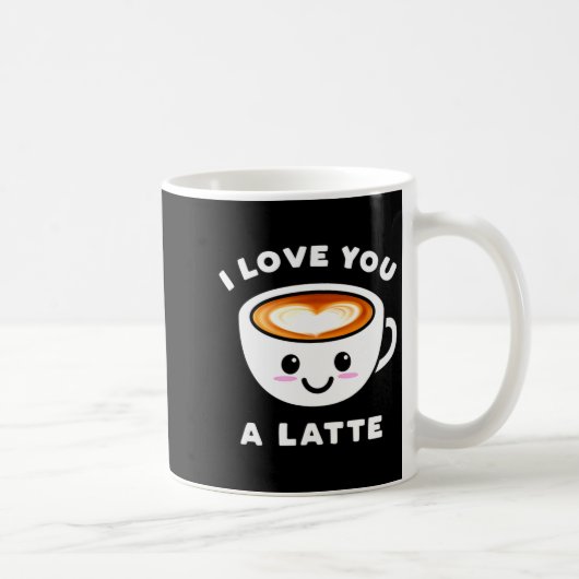 I Love You A Latte Funny Cute Coffee Heart Valenti Koffiemok (Rechts)