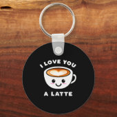 I Love You A Latte Funny Cute Coffee Heart Valenti Sleutelhanger (Voorkant)