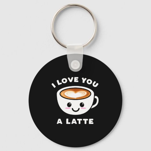 I Love You A Latte Funny Cute Coffee Heart Valenti Sleutelhanger (Voorkant)