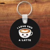 I Love You A Latte Funny Cute Coffee Heart Valenti Sleutelhanger (Voorkant)
