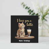 I Love You a Latte: Schattigee Valentijn Koffiewoo Kaart (Staand voorkant)
