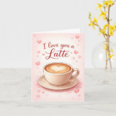 I Love You a Latte Valentine's Card Kaart (Gele Bloem)