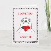 I Love You A Sloth Funny Kids Valentine's Day Card Kaart (Voorkant)