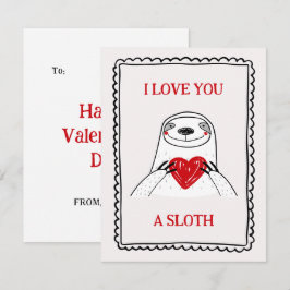 I Love You A Sloth Funny Kids Valentine's Day Card Notitiekaartje