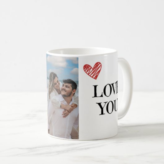 I Love You - Aangepaste 2-foto Mok voor koffielief (Voorkant rechts)