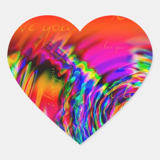 "I Love You" abstract ontwerp Hart Sticker (Voorkant)