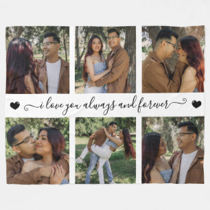 I Love You Always & Forever Modern 6 Photo Collage Fleece Deken