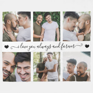 I Love You Always & Forever Modern 6 Photo Collage Fleece Deken