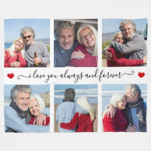 I Love You Always & Forever Modern 6 Photo Collage Fleece Deken