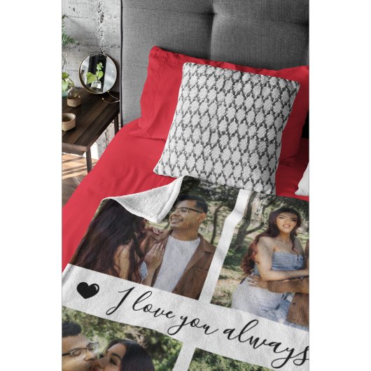I Love You Always & Forever Modern 6 Photo Collage Fleece Deken