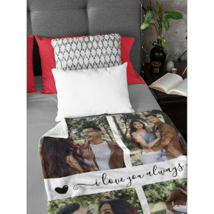 I Love You Always & Forever Modern 6 Photo Collage Fleece Deken