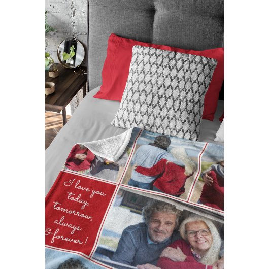 I Love You Always & Forever Modern 6 Photo Collage Fleece Deken