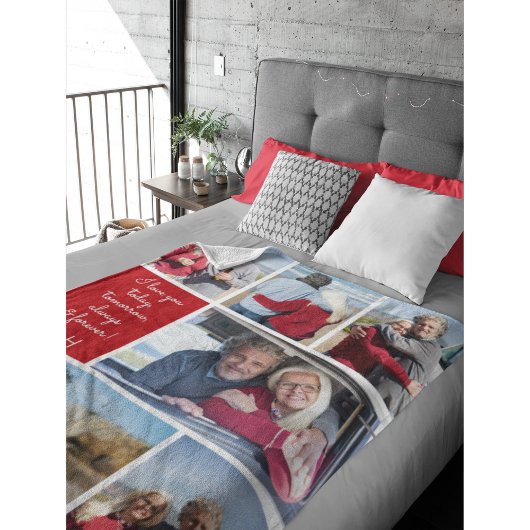 I Love You Always & Forever Modern 6 Photo Collage Fleece Deken