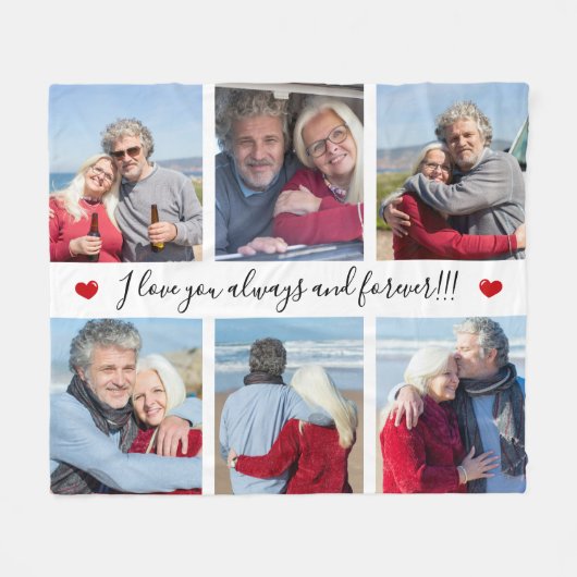 I Love You Always & Forever Modern 6 Photo Collage Fleece Deken (Voorkant (Horizontaal))