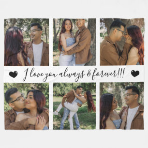 I Love You Always & Forever Modern 6 Photo Collage Fleece Deken