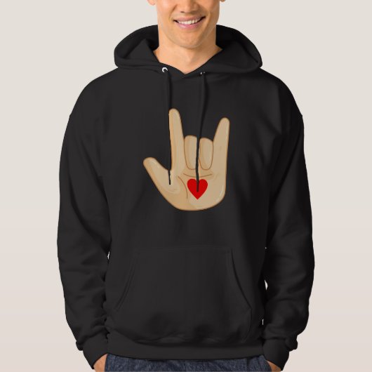 I Love You American Sign Language Hand Gesture Hoodie (Voorkant)