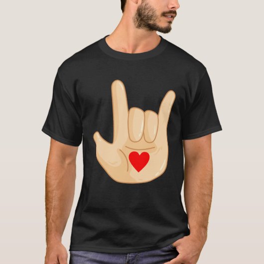 I Love You American Sign Language Hand Gesture T-shirt (Voorkant)
