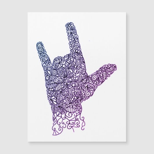"I Love You" American Sign Language Magnetic Card (Voorkant)