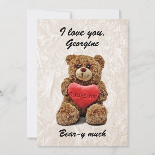 I love you bear-y much - Teddy Bear Feestdagenkaart (Voorkant)