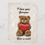 I love you bear-y much - Teddy Bear Feestdagenkaart (Voorkant / Achterkant)