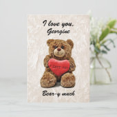 I love you bear-y much - Teddy Bear Feestdagenkaart (Staand voorkant)
