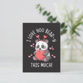 I Love You Bear-y This Much - Cute Panda Valentine Briefkaart (Staand voorkant)
