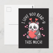 I Love You Bear-y This Much - Cute Panda Valentine Briefkaart (Voorkant / Achterkant)