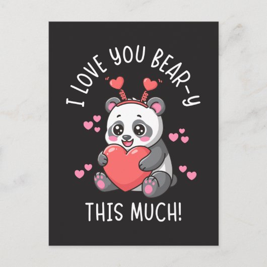 I Love You Bear-y This Much - Cute Panda Valentine Briefkaart (Voorkant)