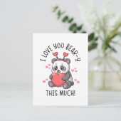 I Love You Bear-y This Much - Cute Panda Valentine Briefkaart (Staand voorkant)
