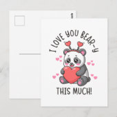 I Love You Bear-y This Much - Cute Panda Valentine Briefkaart (Voorkant / Achterkant)
