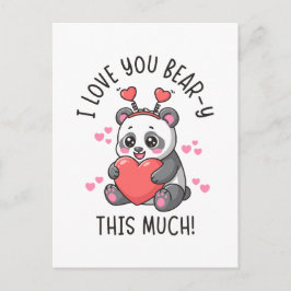 I Love You Bear-y This Much - Cute Panda Valentine Briefkaart